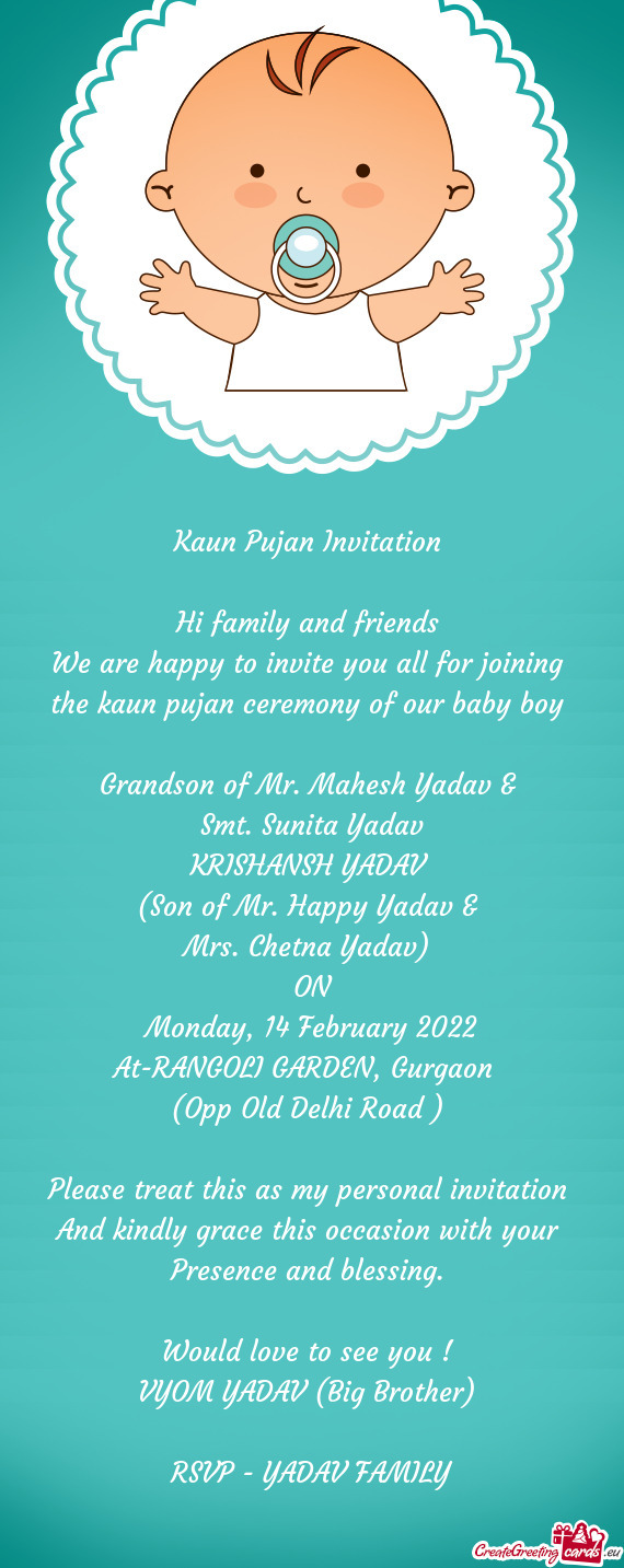 The kaun pujan ceremony of our baby boy