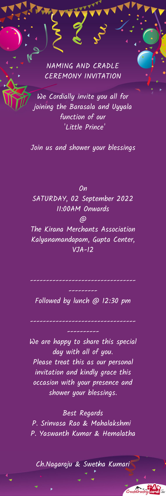 The Kirana Merchants Association Kalyanamandapam, Gupta Center, VJA-12