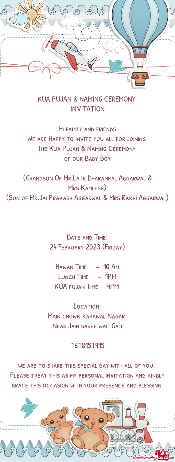 The Kua Pujan & Naming Ceremony