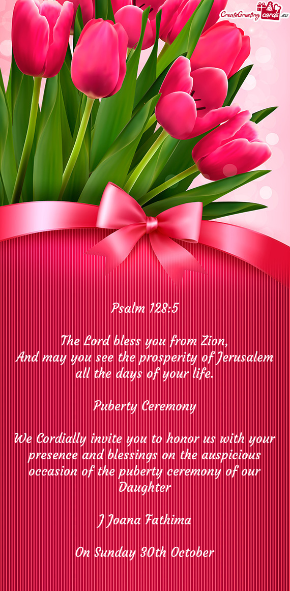 The Lord bless you from Zion