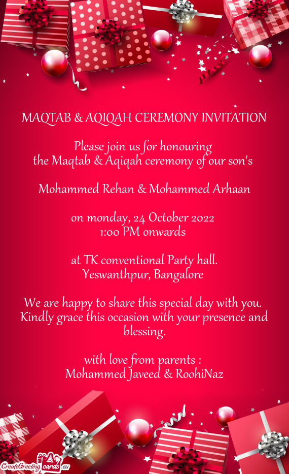 The Maqtab & Aqiqah ceremony of our son