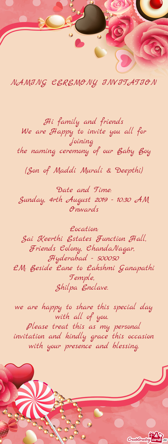 The naming ceremony of our Baby Boy