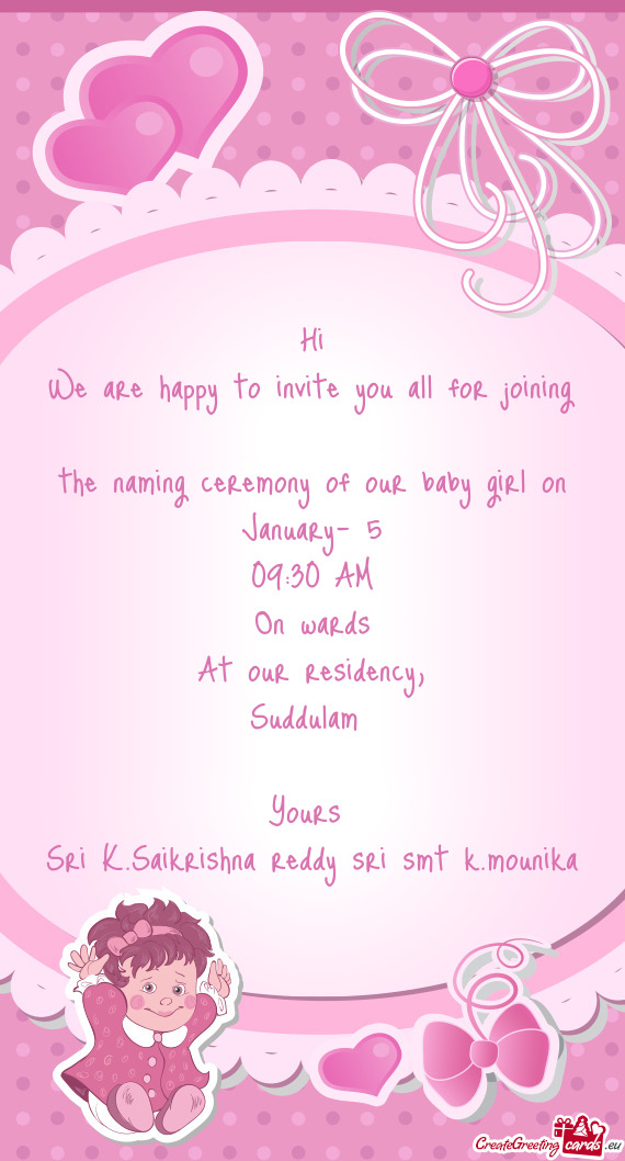 The naming ceremony of our baby girl on January- 5