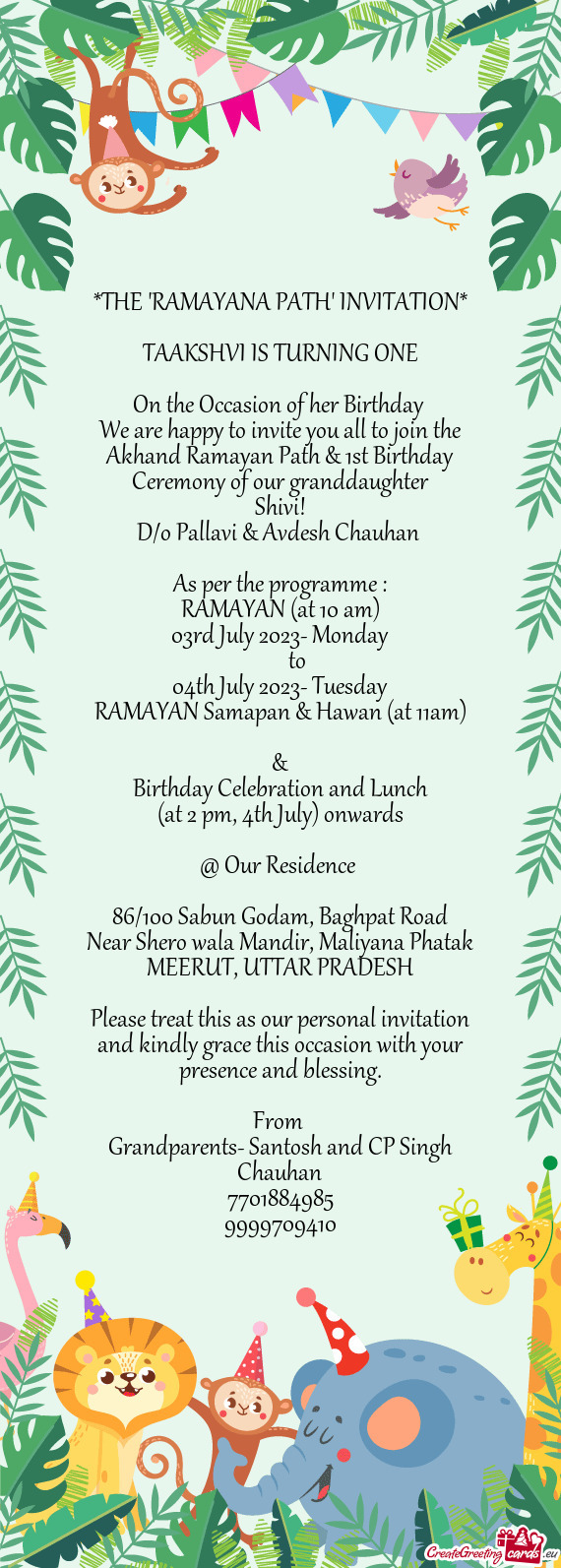 THE "RAMAYANA PATH" INVITATION