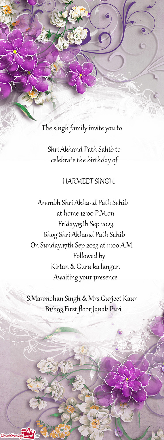 The singh family invite you to
