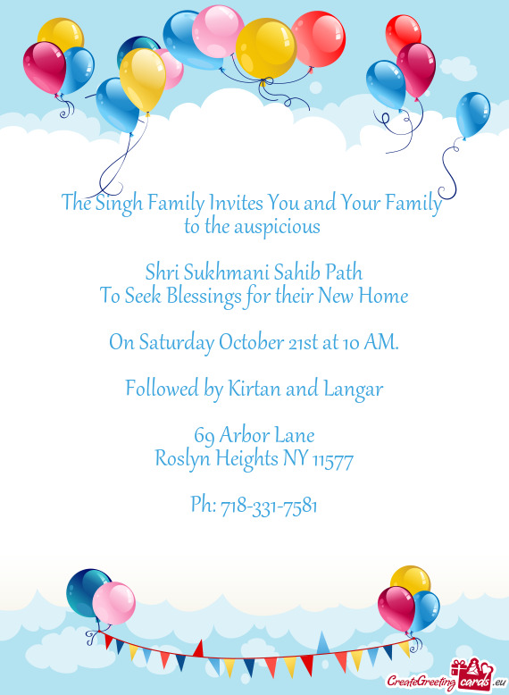 The Singh Family Invites You and Your Family