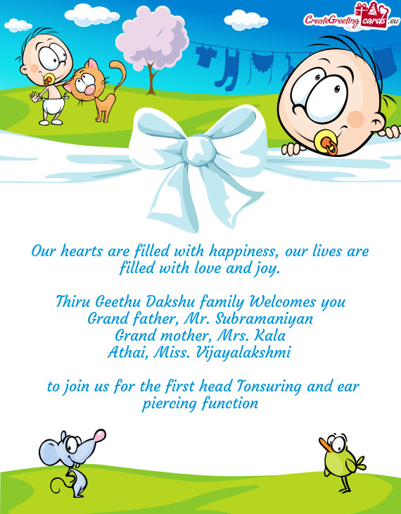 Thiru Geethu Dakshu family Welcomes you
