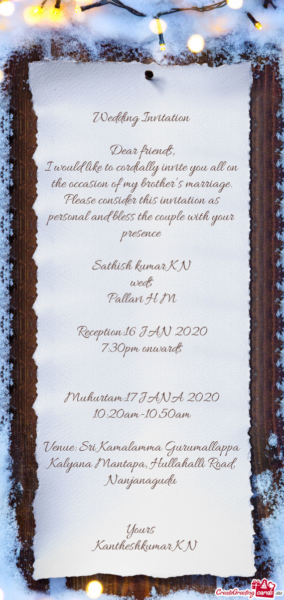 This invitation as personal and bless the couple with your presence