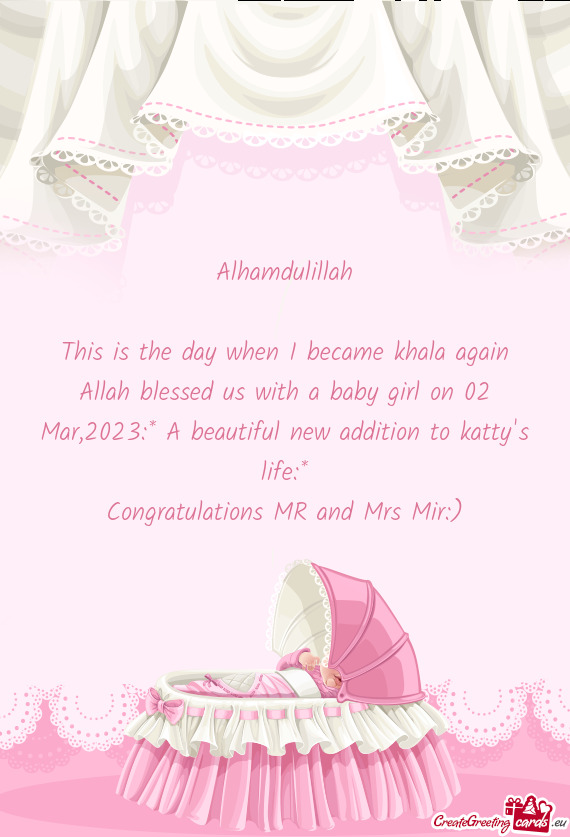 This is the day when I became khala again Allah blessed us with a baby girl on 02 Mar,2023:* A beaut