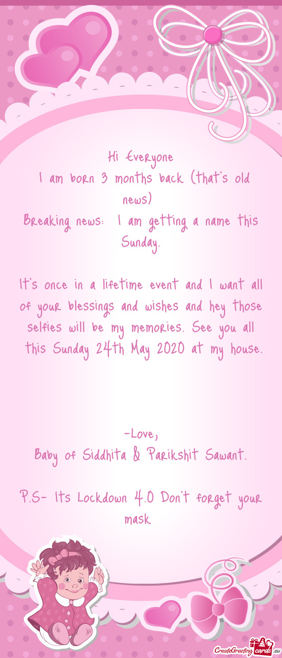 This Sunday 24th May 2020 at my house