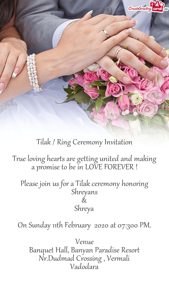 Tilak / Ring Ceremony Invitation