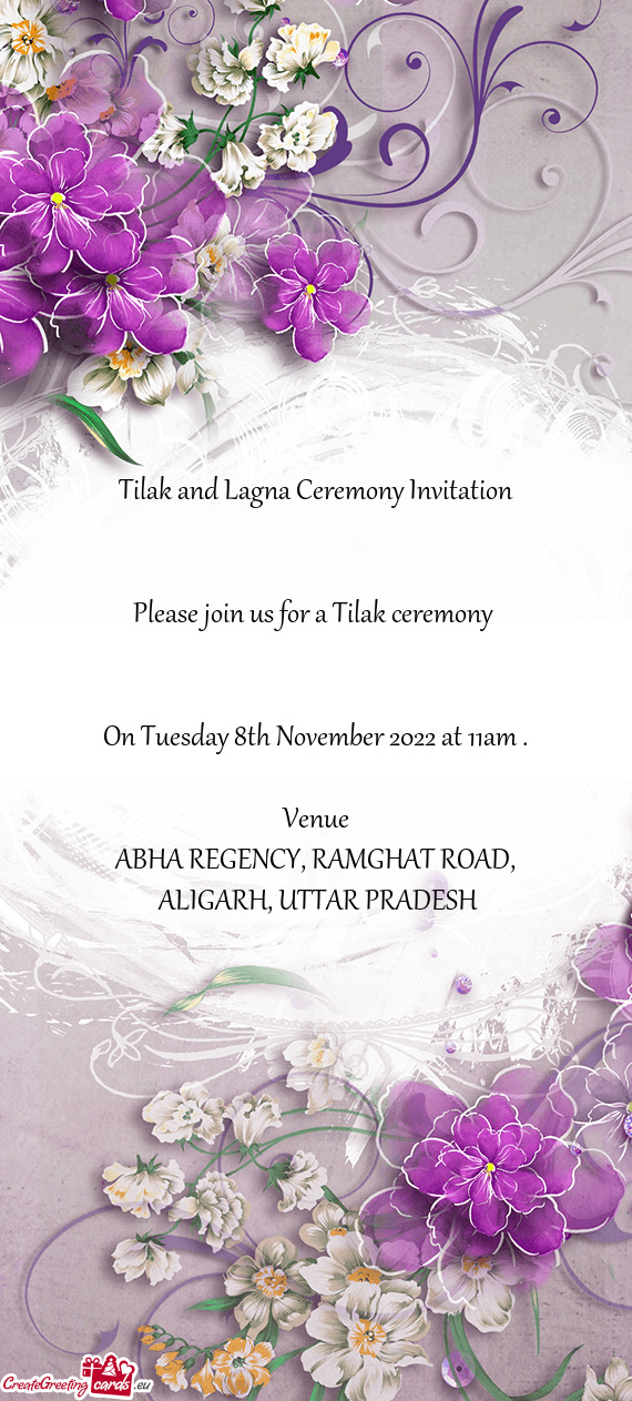 Tilak and Lagna Ceremony Invitation