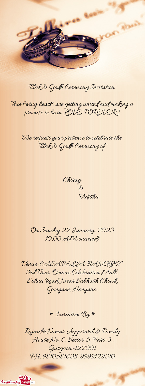 Tilak & Godh Ceremony Invitation