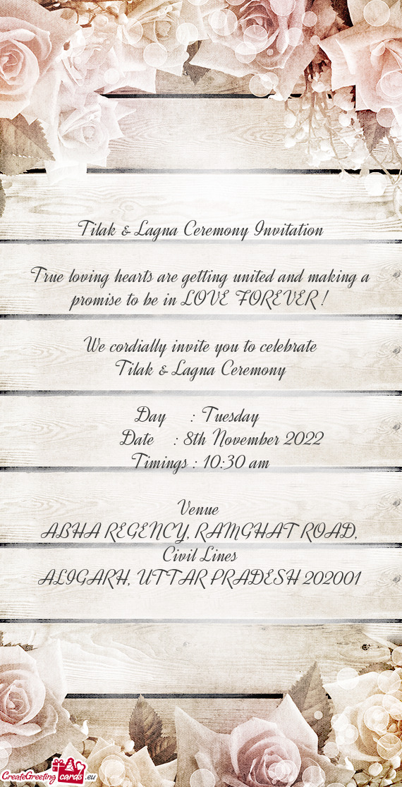 Tilak & Lagna Ceremony Invitation