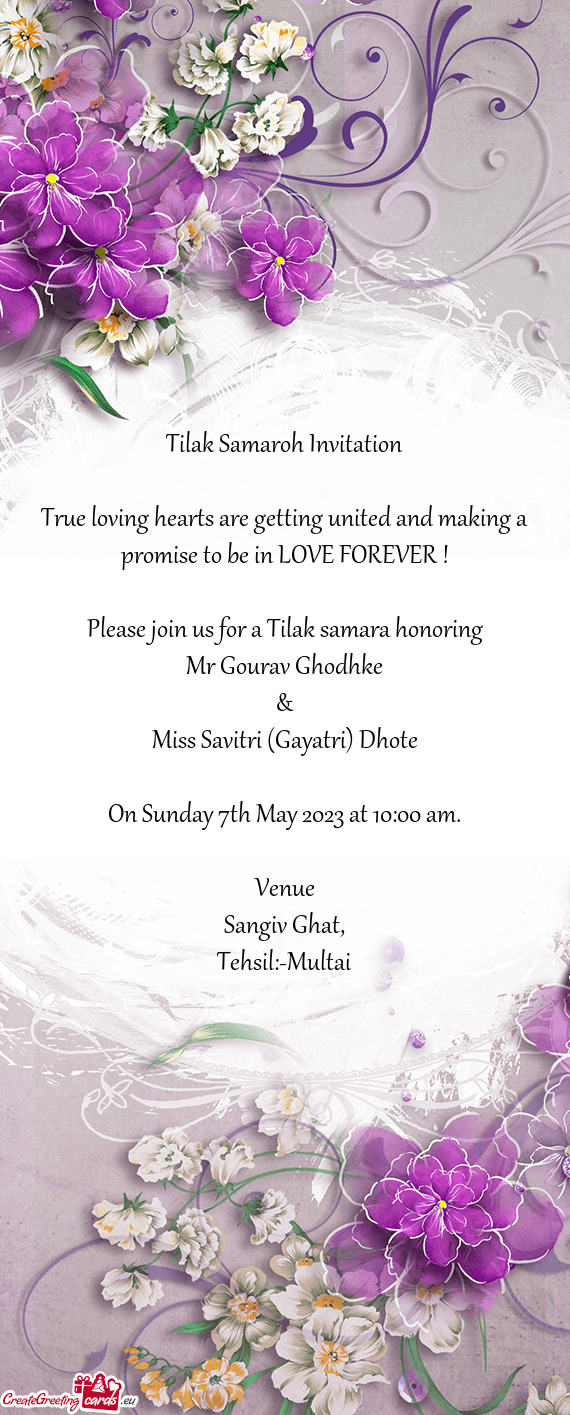 Tilak Samaroh Invitation