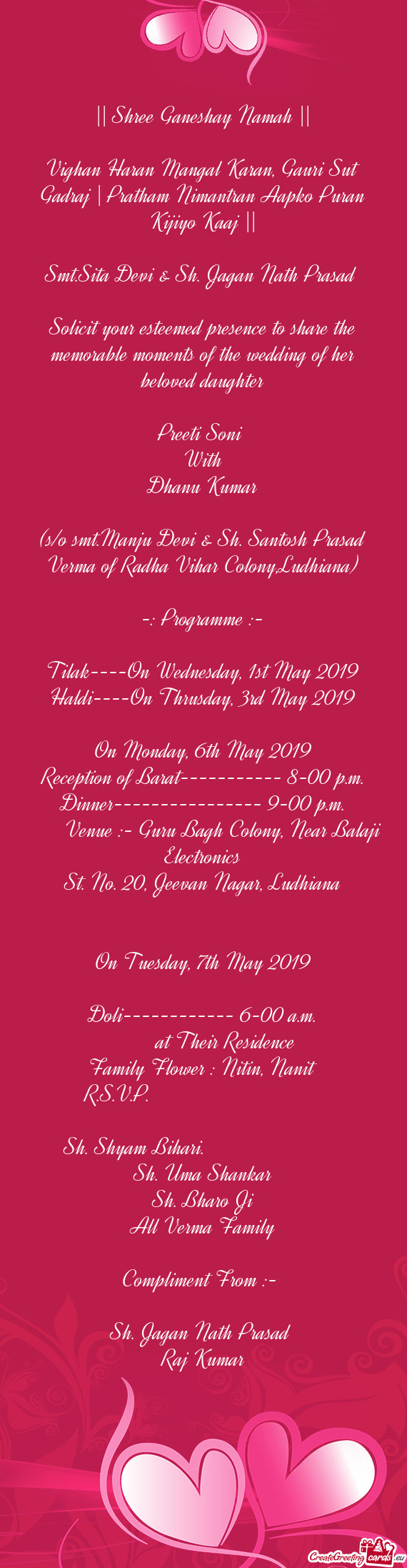 Tilak----On Wednesday, 1st May 2019