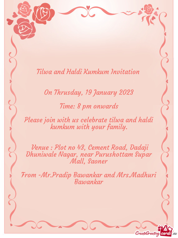 Tilwa and Haldi Kumkum Invitation