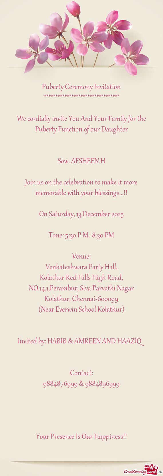 Time: 5:30 P.M.-8.30 PM