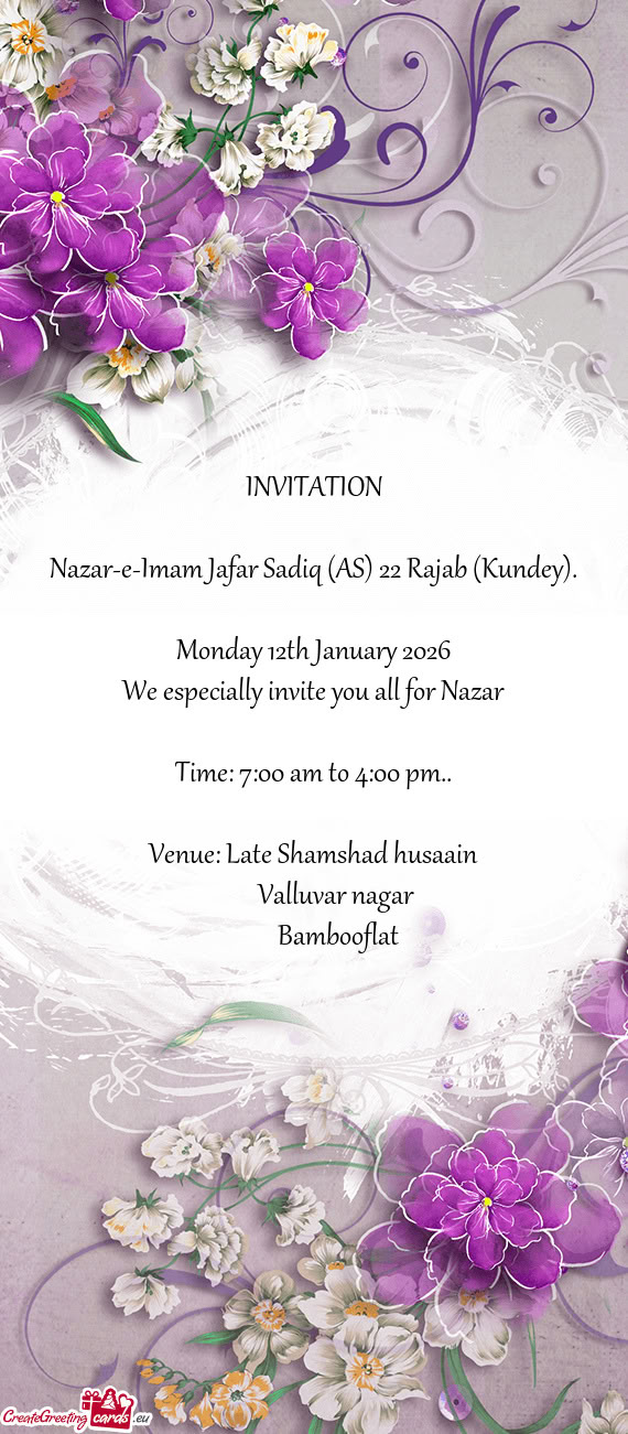 Time: 7:00 am to 4:00 pm