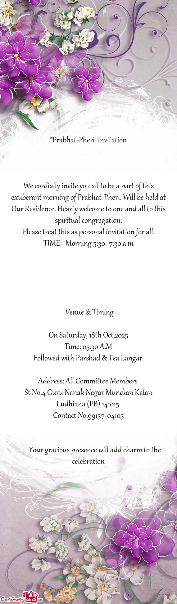 TIME:- Morning 5:30- 7:30 a.m