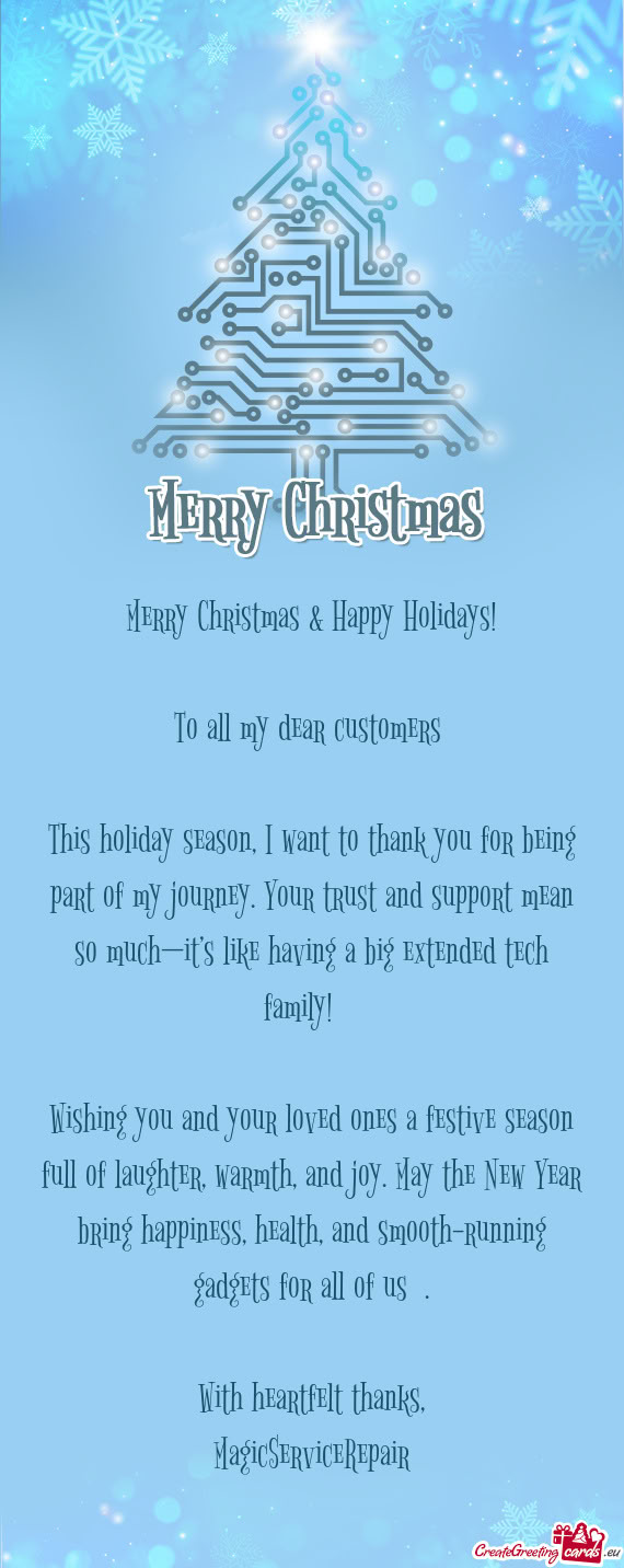 To all my dear customers