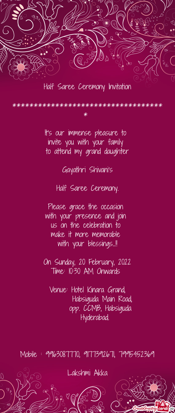 To attend my grand daughter