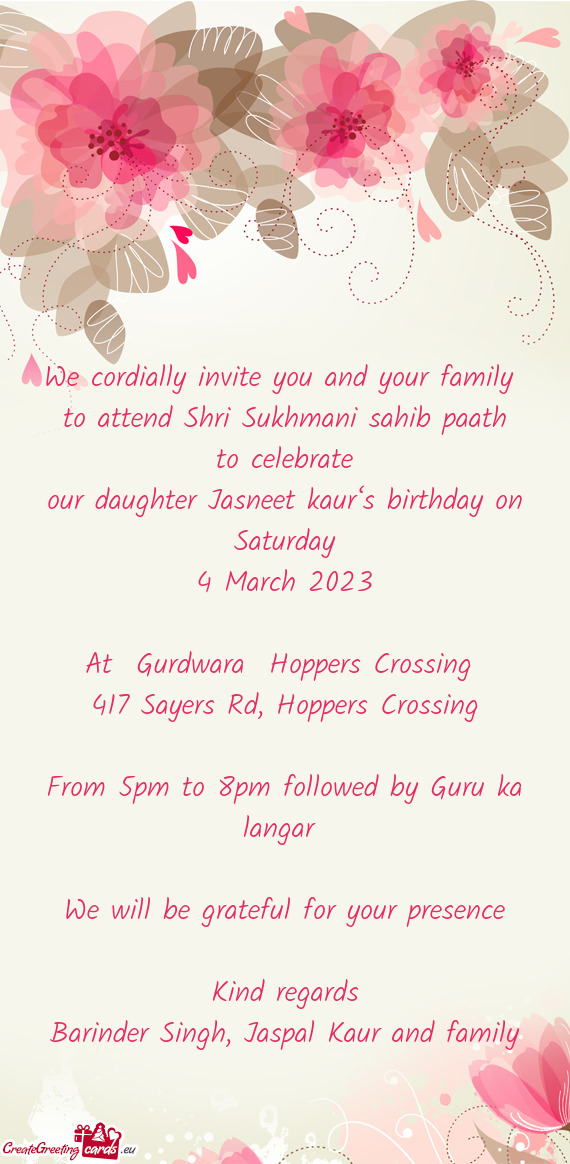 To attend Shri Sukhmani sahib paath