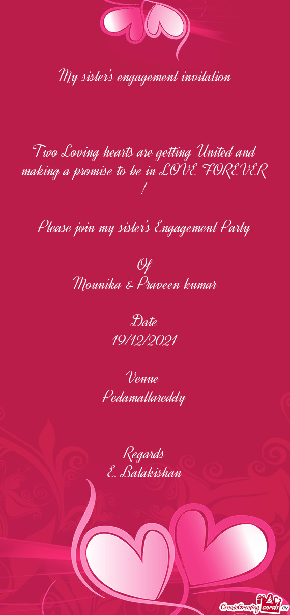 To be in LOVE FOREVER !
 
 Please join my sister