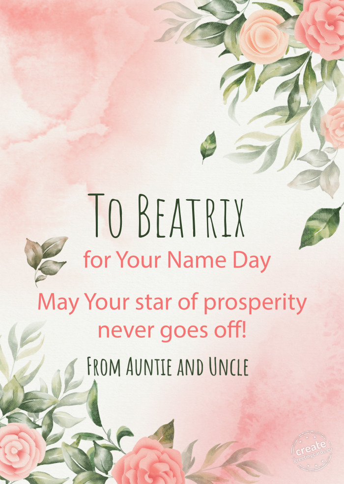 To Beatrix From Auntie and Uncle