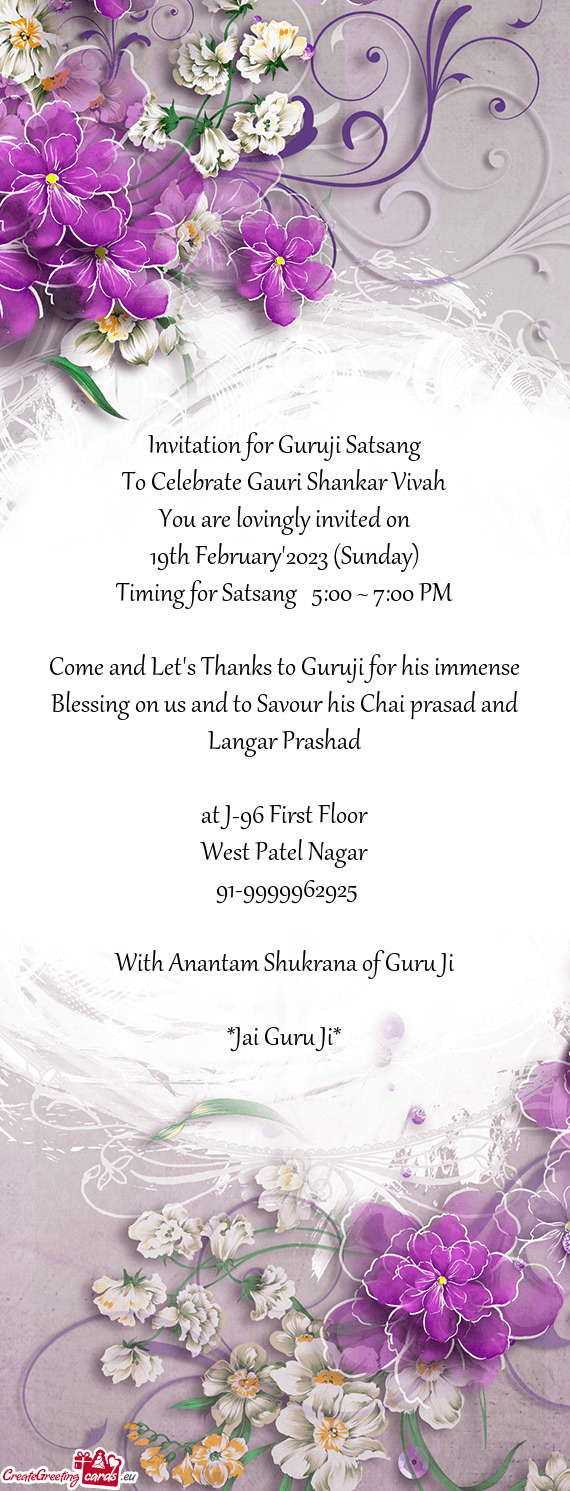 To Celebrate Gauri Shankar Vivah