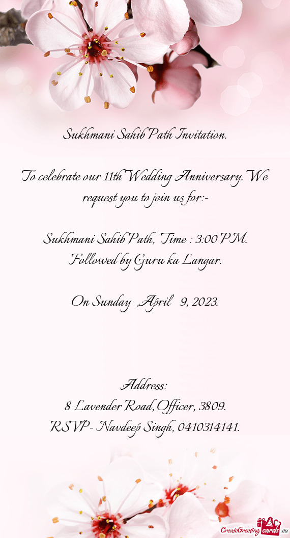 To celebrate our 11th Wedding Anniversary. We request you to join us for