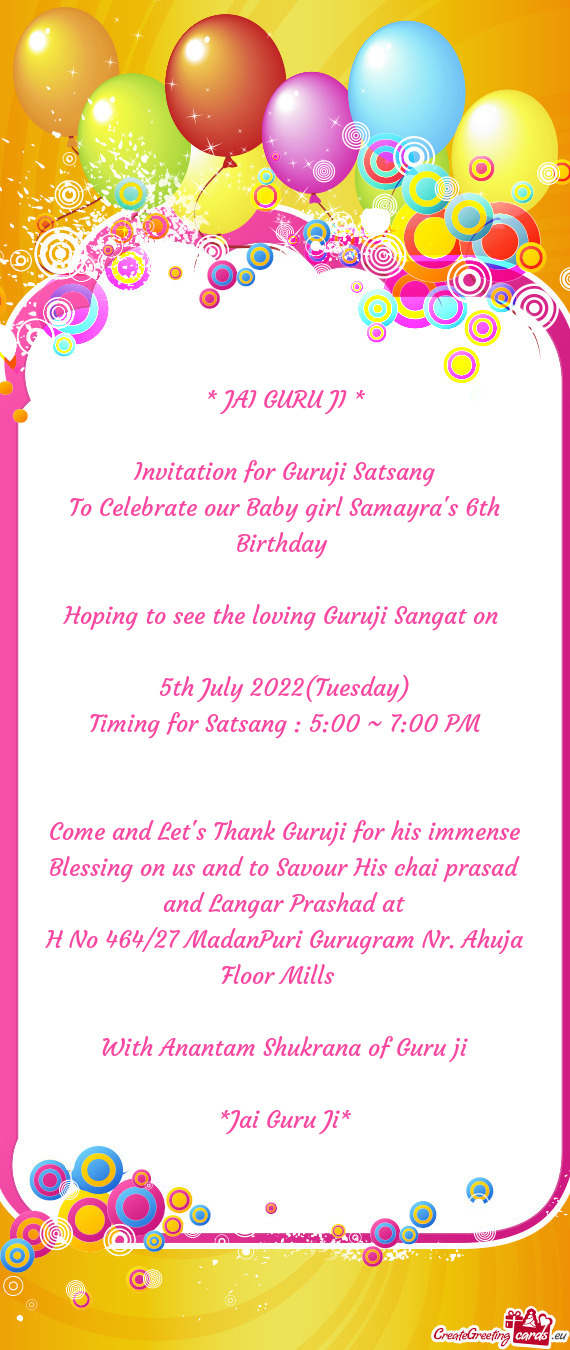 To Celebrate our Baby girl Samayra