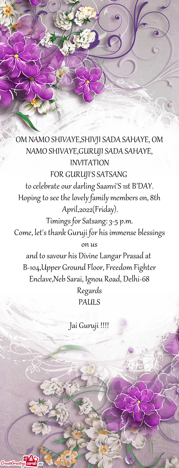 To celebrate our darling Saanvi