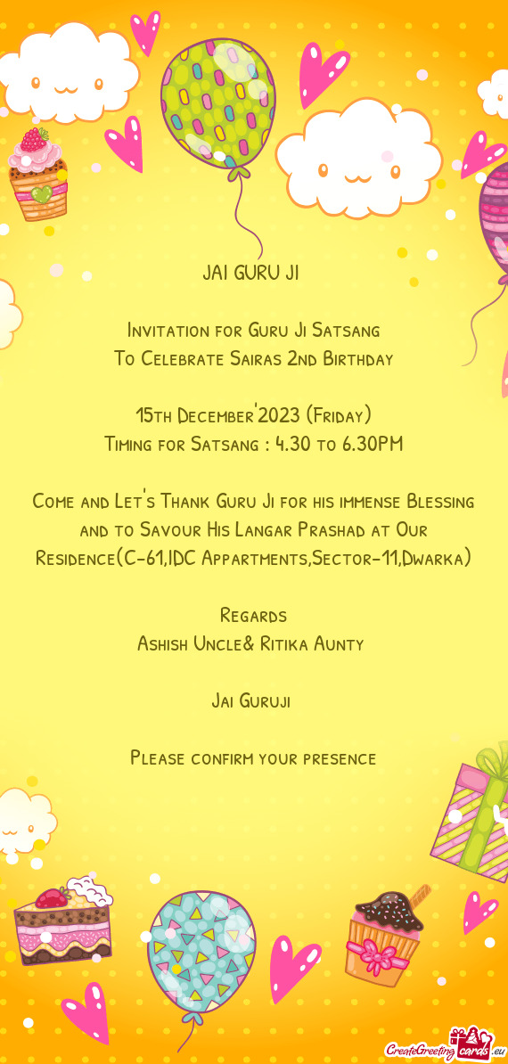To Celebrate Sairas 2nd Birthday