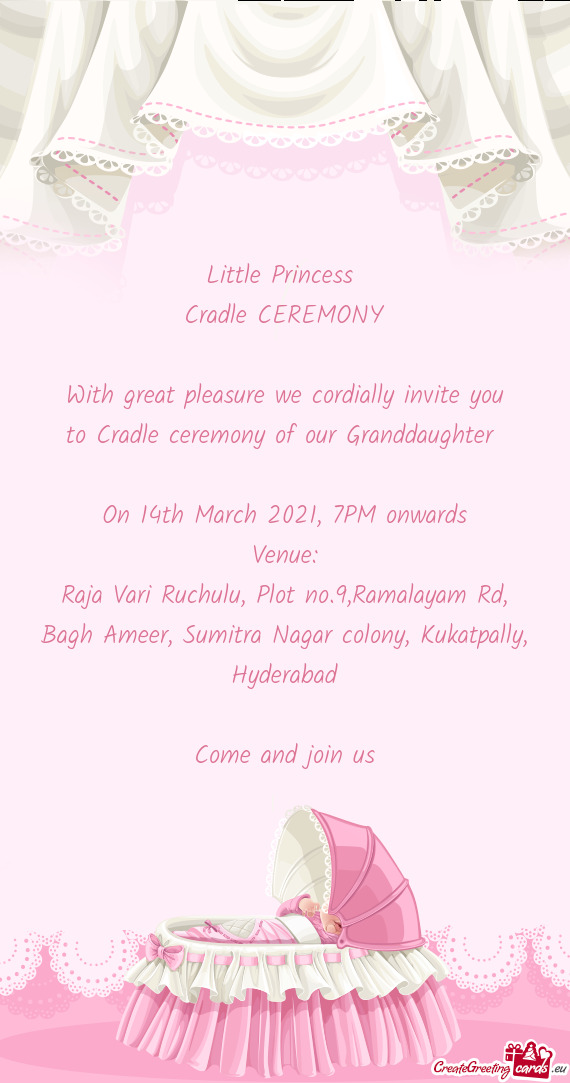 To Cradle ceremony of our Granddaughter