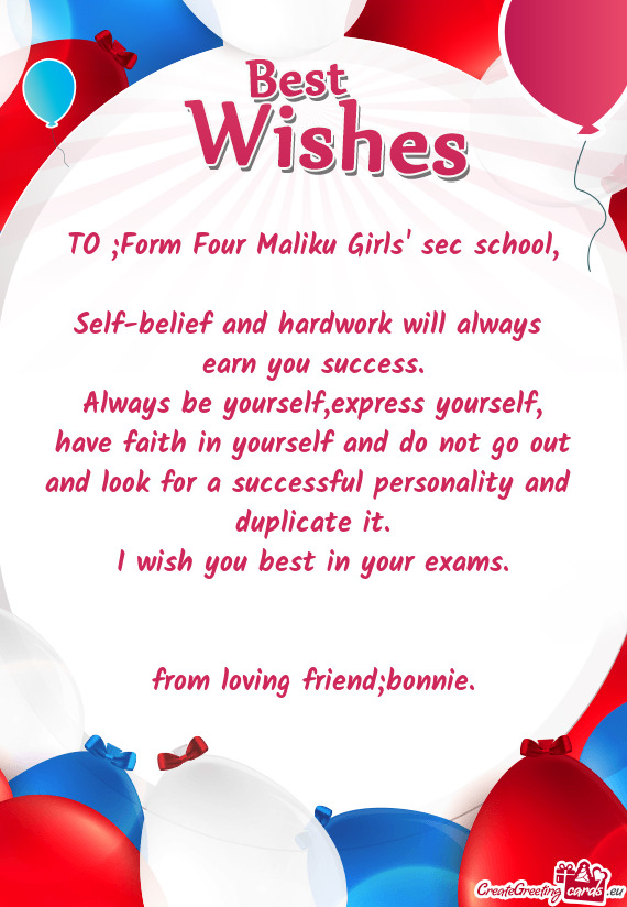 TO ;Form Four Maliku Girls