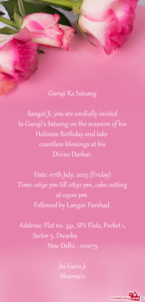 To Guruji’s Satsang on the ocassion of his Holiness Birthday and take