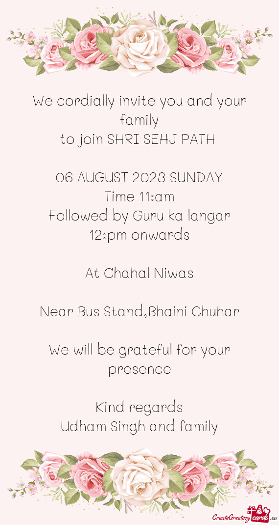 To join SHRI SEHJ PATH
