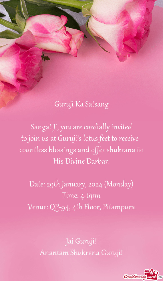 To join us at Guruji’s lotus feet to receive