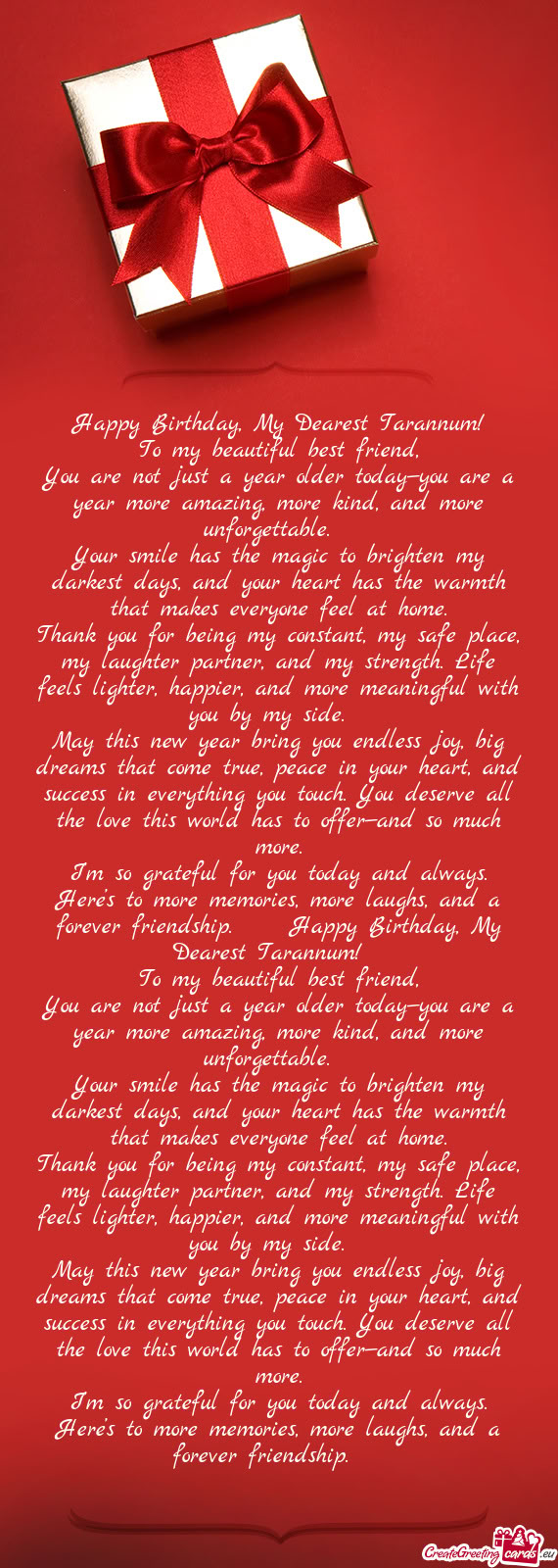 To my beautiful best friend