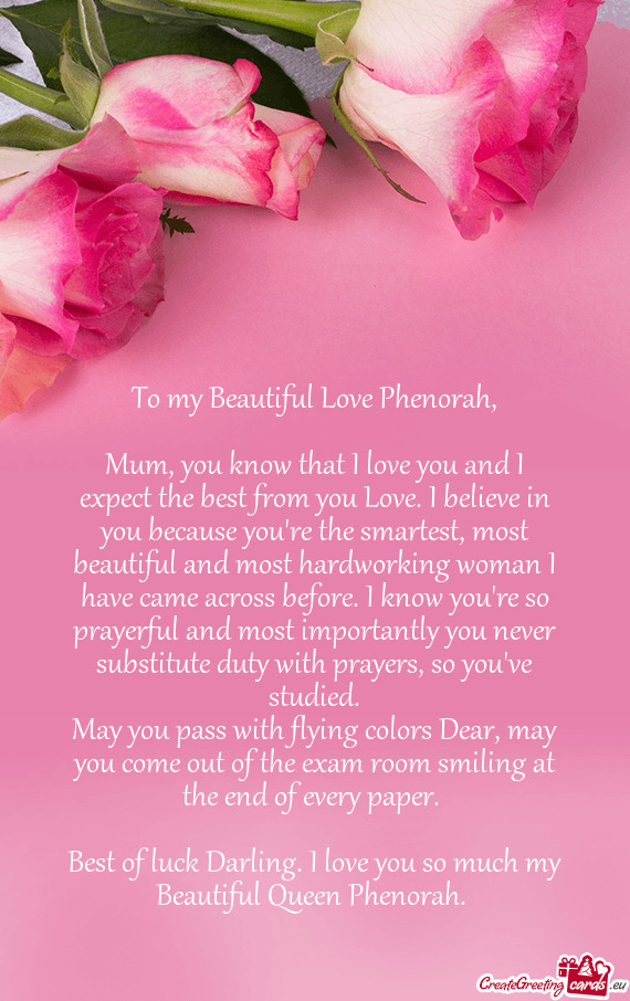 To my Beautiful Love Phenorah