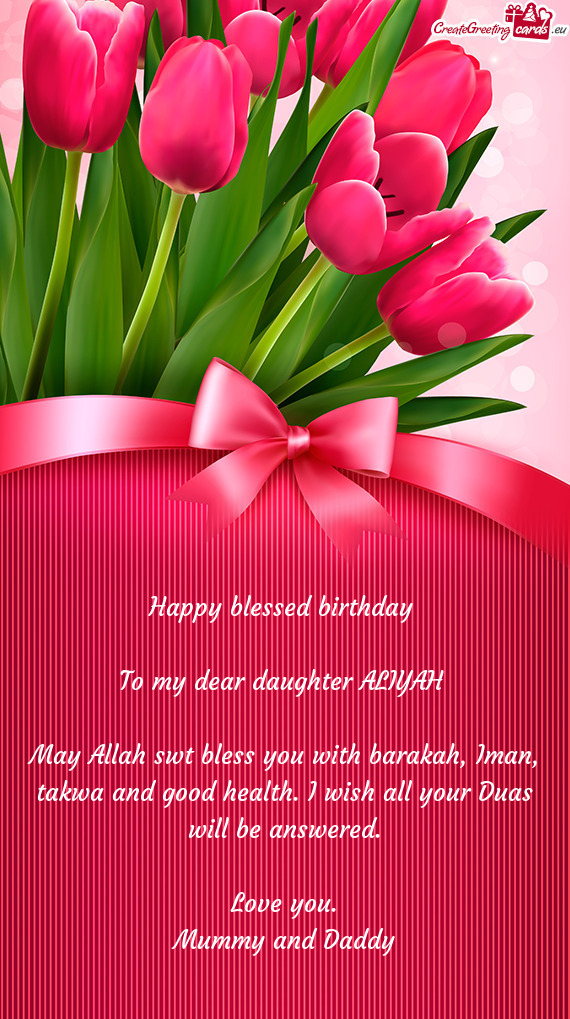 To my dear daughter ALIYAH