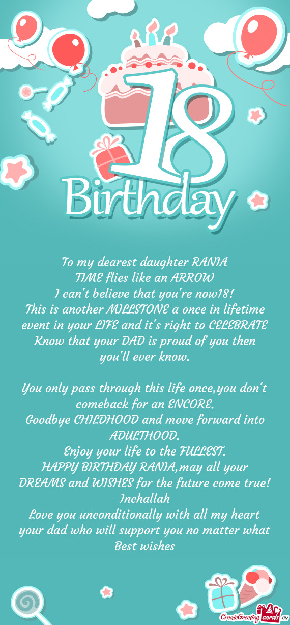 To my dearest daughter RANIA