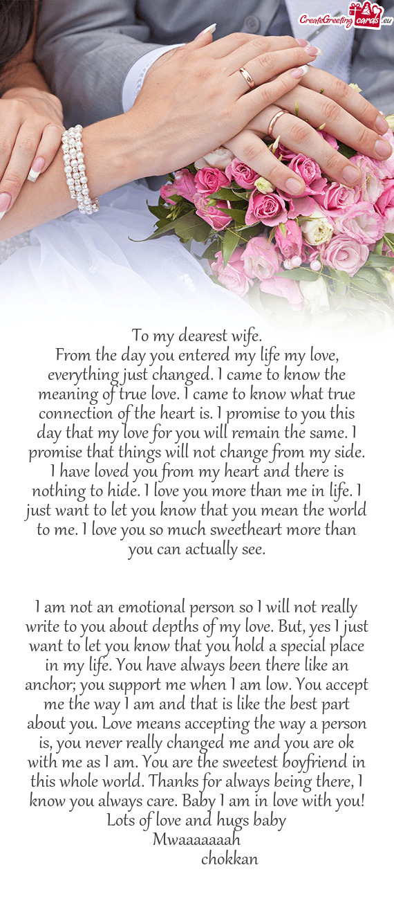 To my dearest wife
