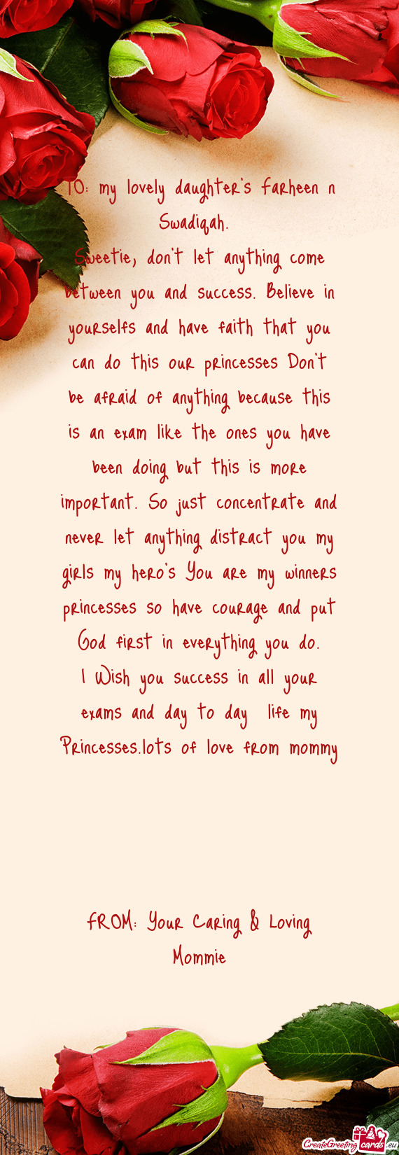 TO: my lovely daughter