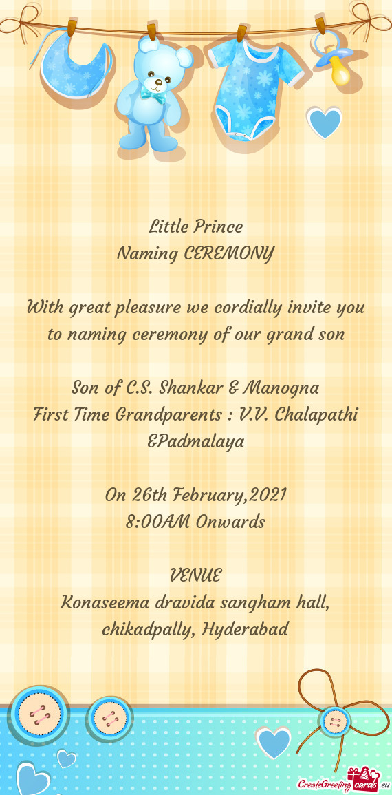 To naming ceremony of our grand son