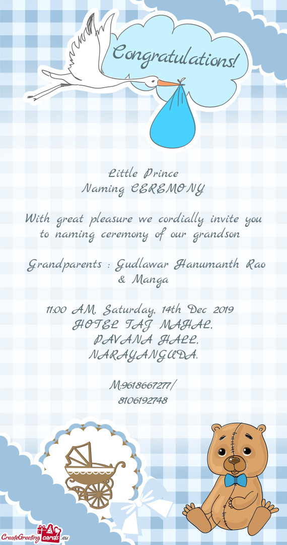 To naming ceremony of our grandson