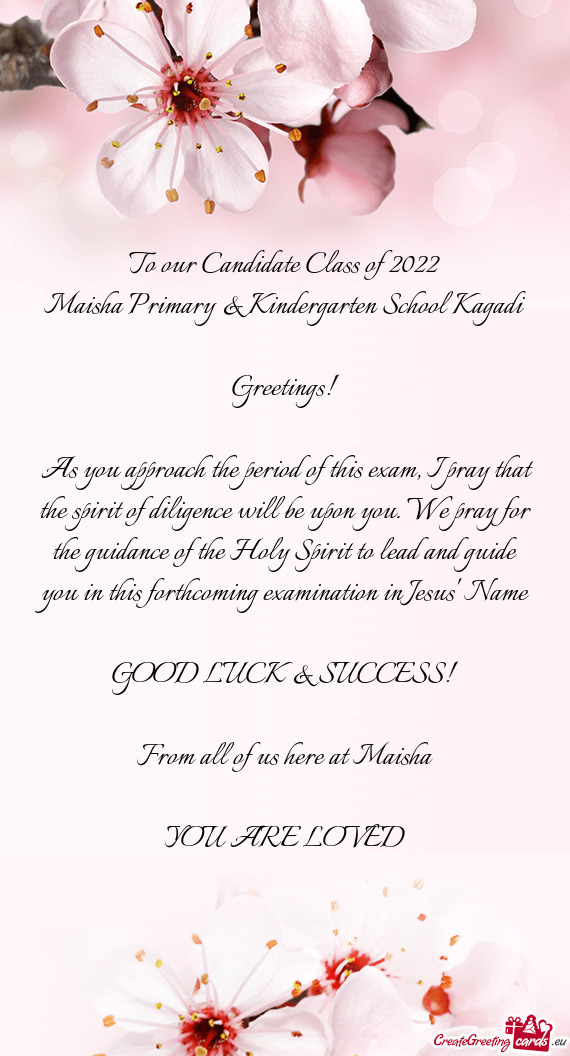 To our Candidate Class of 2022