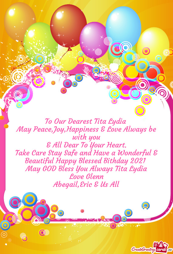 To Our Dearest Tita Lydia