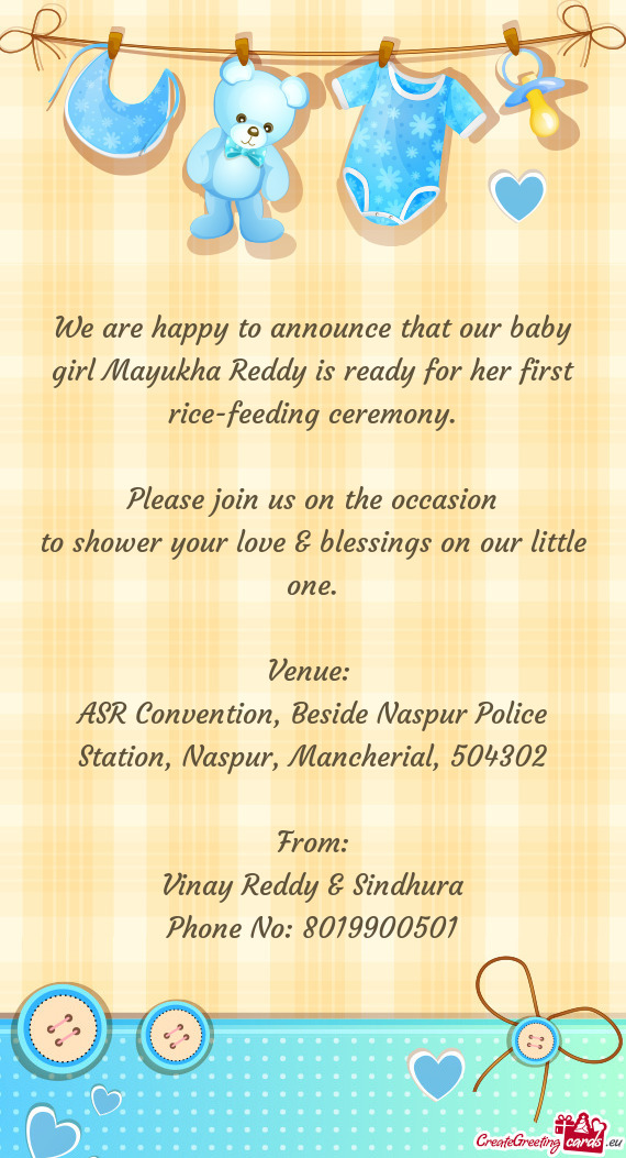 To shower your love & blessings on our little one